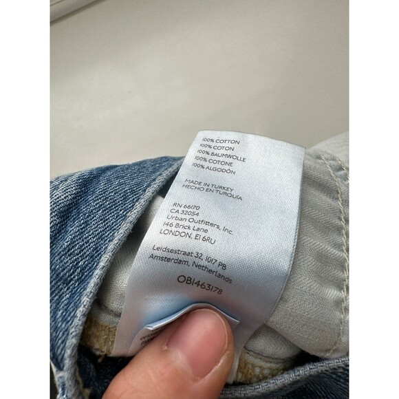 Free People Maggie Straight Leg Jeans Medium Wash Blue Button Fly Distress Sz 28 - Picture 7 of 8